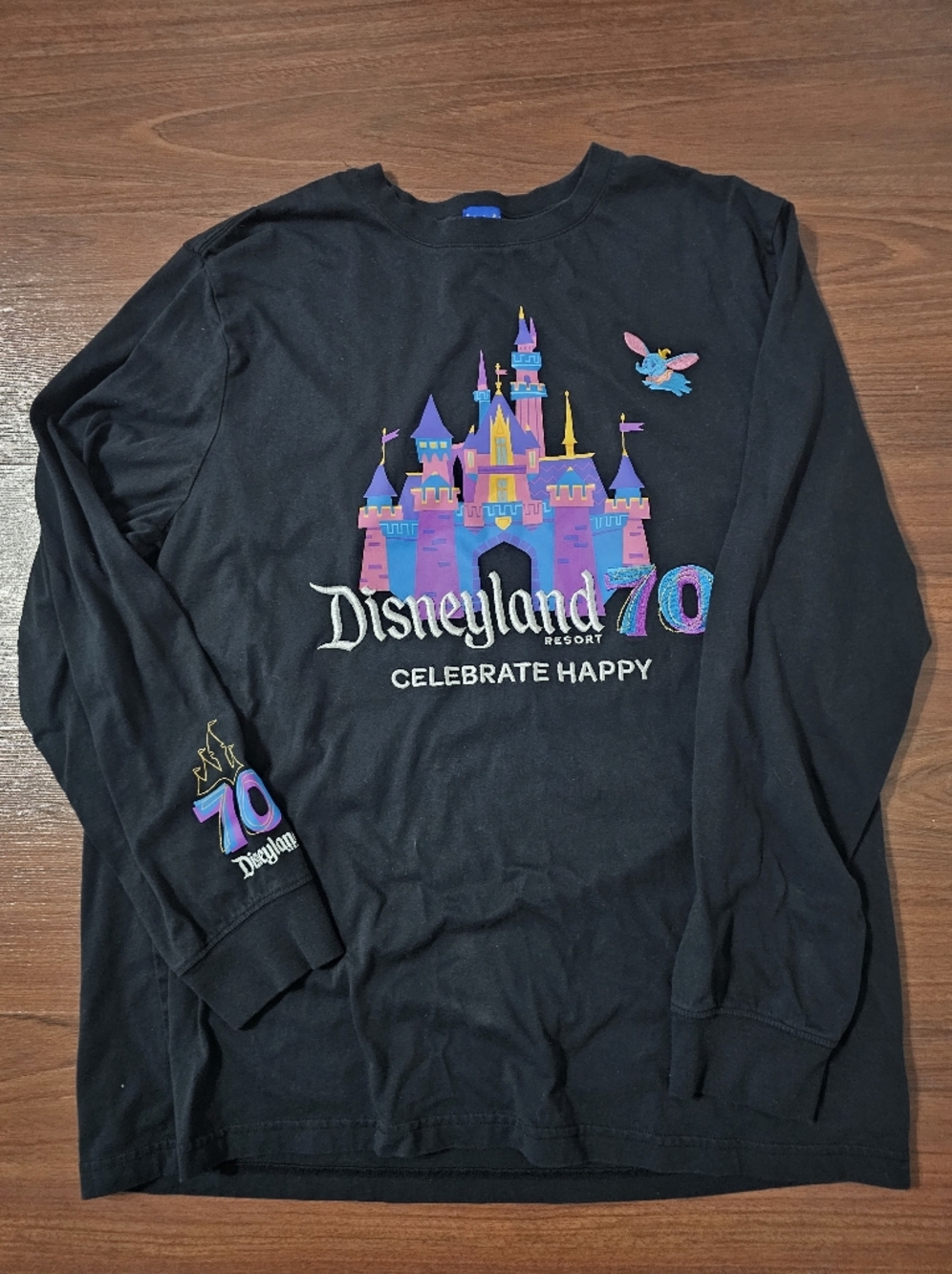 Disney Black Long-Sleeve Tee with Colorful 70th Castle Graphic